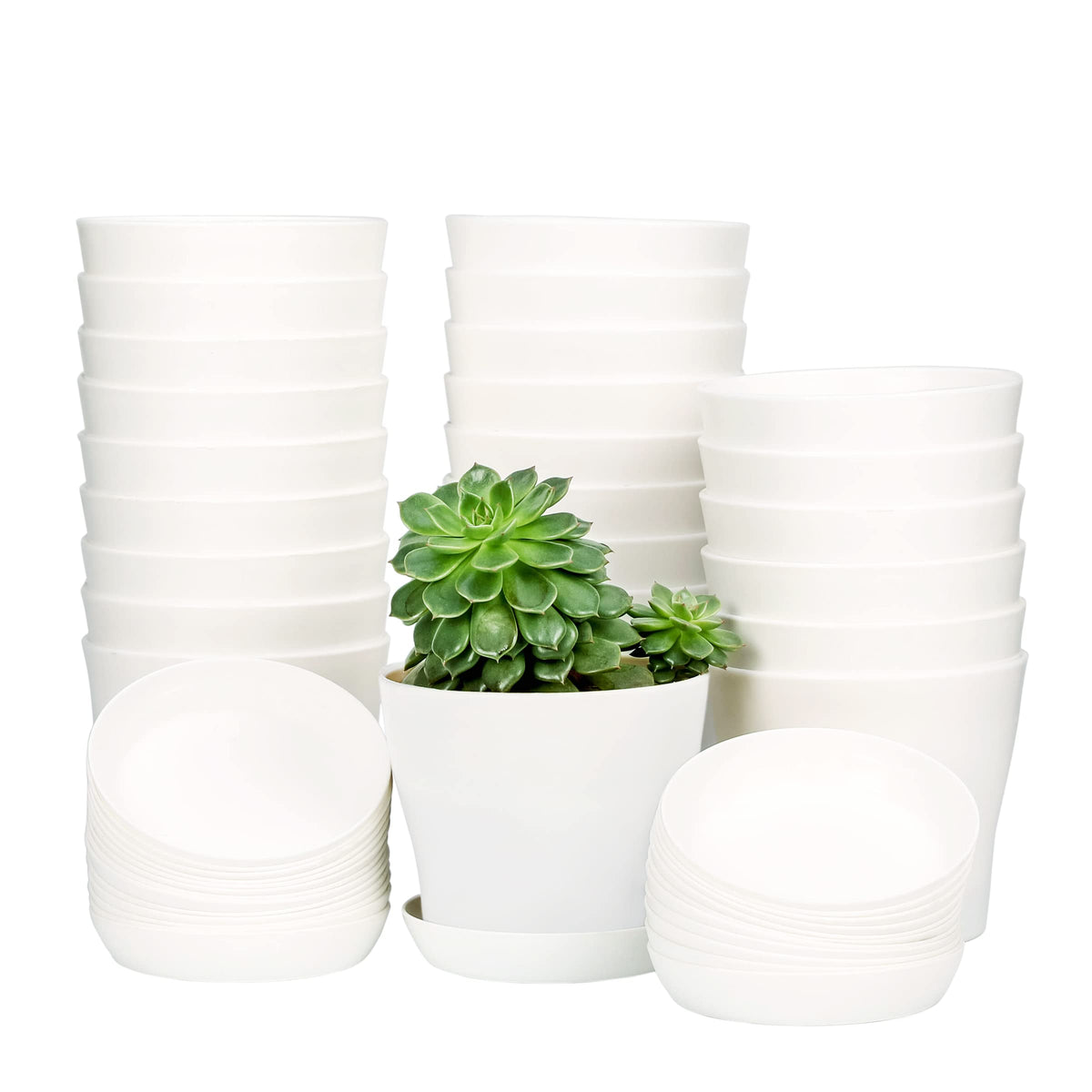 TDHDIKE 10 Pcs Plastic Planters Indoor Pots with Pallet