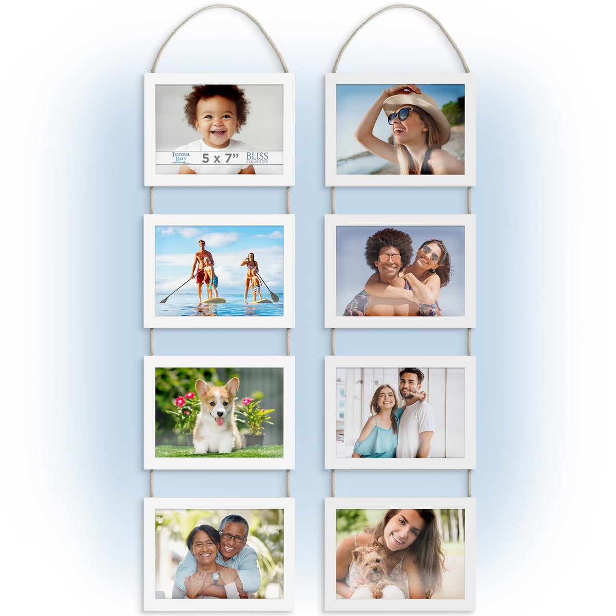 4x6 Hanging Picture Frames Collage with 8 Openings - Rustic Brown, 2 PK