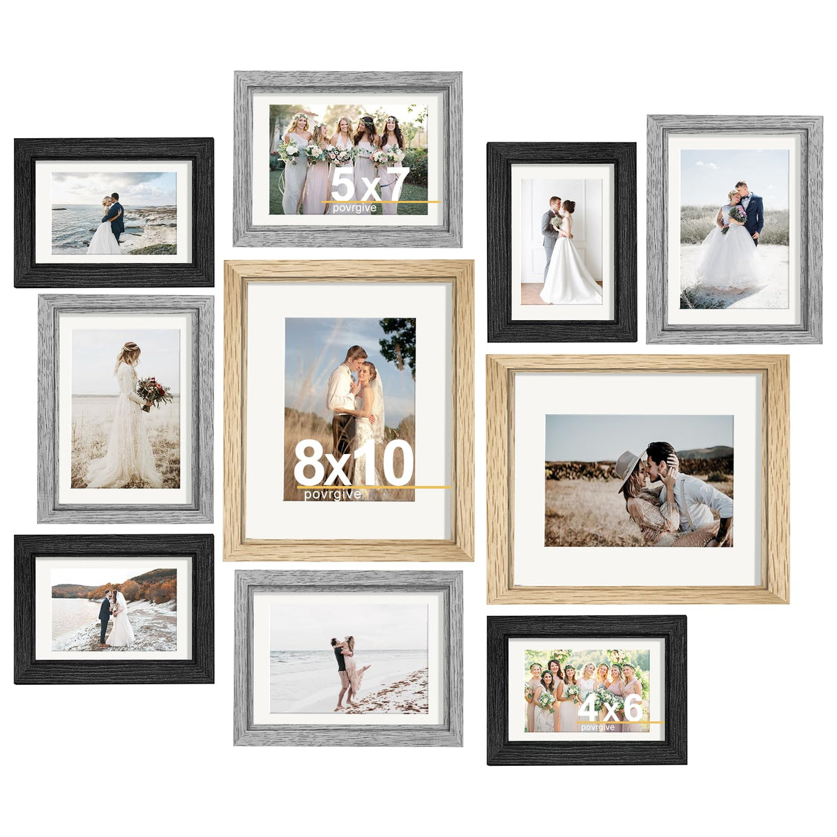 Povrgive Picture Frames Collage Wall Decor, Gallery Wall Frame Set of 10