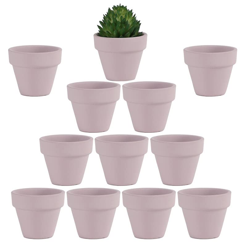 Yishang 1.9 Inch Tiny Terracotta Pots Pack of 12-Small Mini Clay Pots with Drainage Holes Flower Nursery Terra Cotta Planter for Tiny Cactus Herb lithop,Succulent Plants,Crafts,Wedding Favor