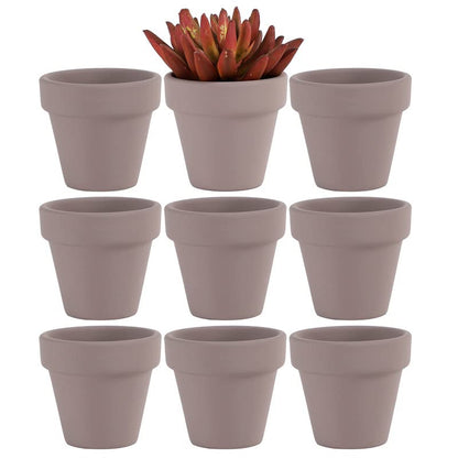 Yishang 2 Inch Grey Mini Terracotta Clay Pots Pack of 9 - Small Hand Craft Nursery Plant Pot Succulent Cactus DIY Pottery Planter Home Garden Windowsill Decoration