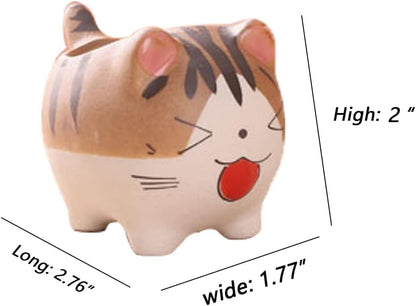 Set of 5 Mini Cute Cat Ceramic Succulent Pots Planters with Drainage Hole