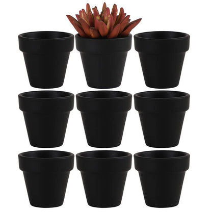 Yishang 2 Inch Grey Mini Terracotta Clay Pots Pack of 9 - Small Hand Craft Nursery Plant Pot Succulent Cactus DIY Pottery Planter Home Garden Windowsill Decoration