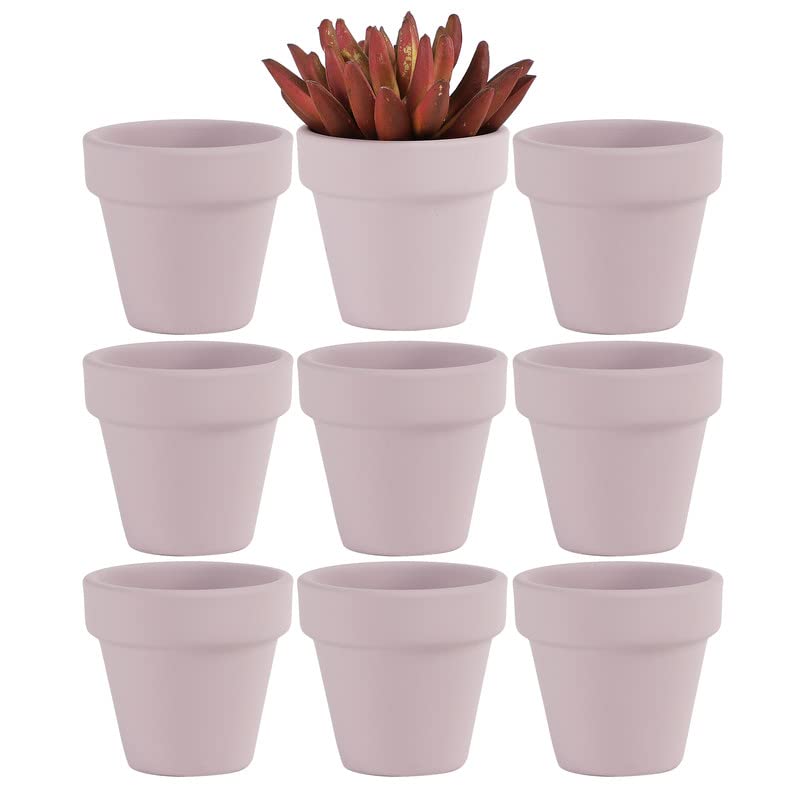 Yishang 2 Inch Grey Mini Terracotta Clay Pots Pack of 9 - Small Hand Craft Nursery Plant Pot Succulent Cactus DIY Pottery Planter Home Garden Windowsill Decoration