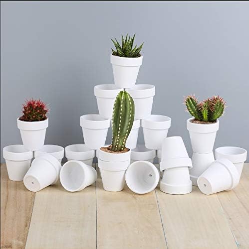 FCFKUK 24pcs Small Mini Clay Pots, 2.5'' Terracotta Pot Clay Ceramic Pottery Planter, Cactus Flower Terra Cotta Pots, Succulents Nursery Pots, with Drainage Hole, for Indoor/Outdoor