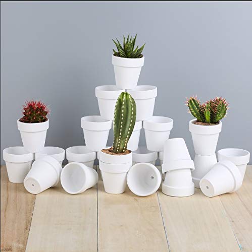 FCFKUK 24pcs Small Mini Clay Pots, 2.5'' Terracotta Pot Clay Ceramic Pottery Planter, Cactus Flower Terra Cotta Pots, Succulents Nursery Pots, with Drainage Hole, for Indoor/Outdoor