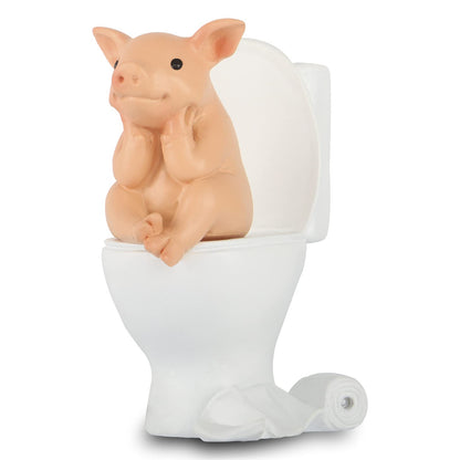 Mini Pig Figurine, Resin Home Decor, Lucky Animal Garden Statue for Micro Landscape (Pig Brushing Teeth)