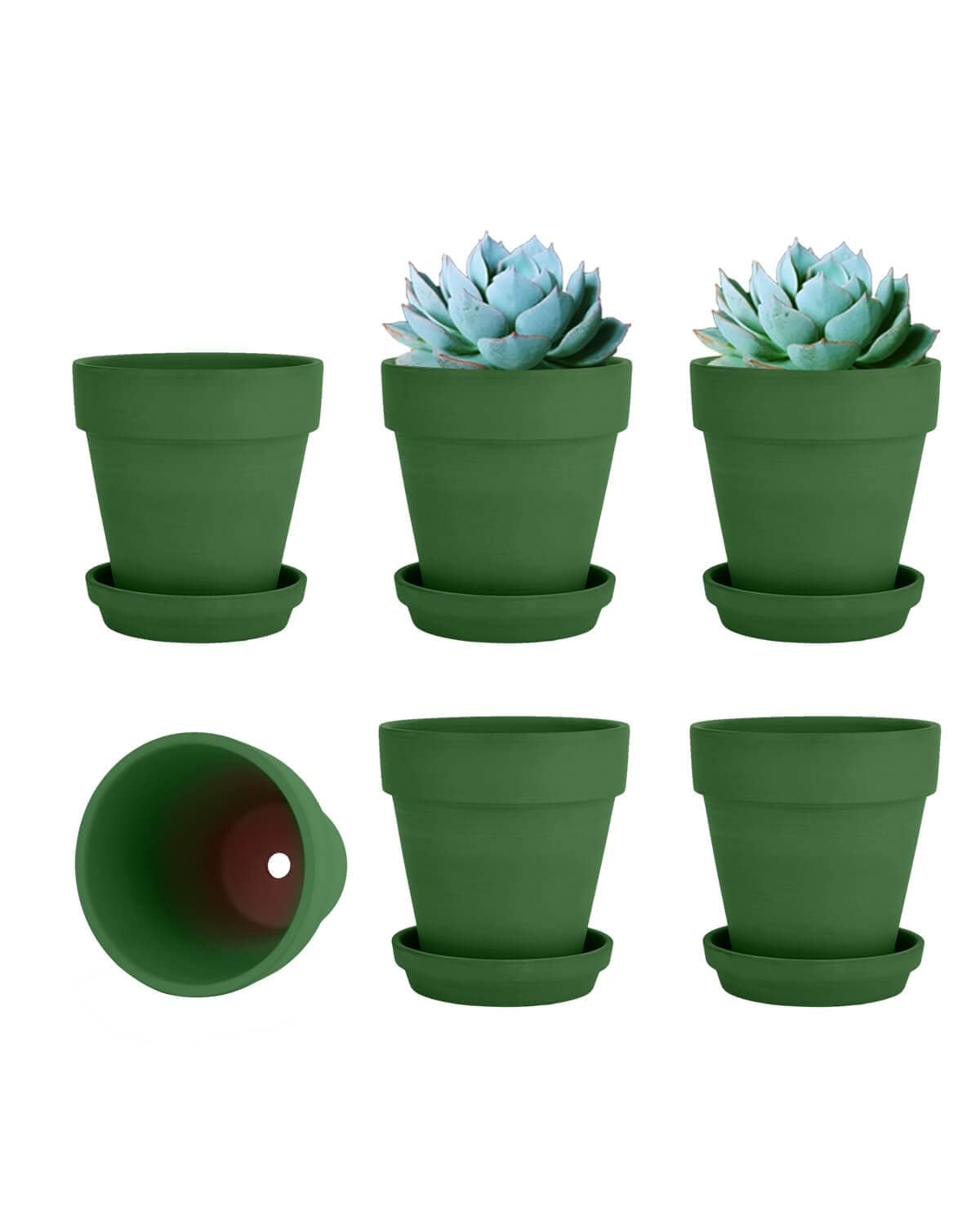 vensovo 4 Inch Terracotta Plant Pots with Saucer - 6 Pack Clay Flower Pots with Drainage, Great for Plants, Crafts, Wedding Favor
