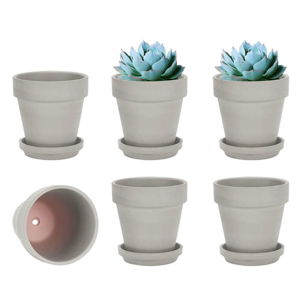 vensovo 4 Inch Terracotta Plant Pots with Saucer - 6 Pack Clay Flower Pots with Drainage, Great for Plants, Crafts, Wedding Favor