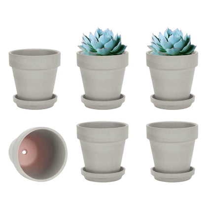 vensovo 4 Inch Terracotta Plant Pots with Saucer - 6 Pack Clay Flower Pots with Drainage, Great for Plants, Crafts, Wedding Favor