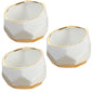 Kate Aspen Geometric Ceramic Planters, Mini Decorative Bowls (Set of 3) Small- Succulent Pots, Modern Decor, Shelf Decor, Desk, Table Décor, White