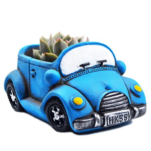 Cute Succulent Plants Pots, Small Planter Pots with Drainage Hole, Flower Pots for Home Indoor Outdoor Garden Decoration (Purple Bus)