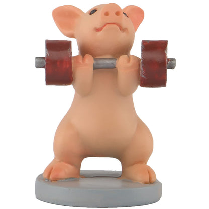 Mini Pig Figurine, Resin Home Decor, Lucky Animal Garden Statue for Micro Landscape (Pig Brushing Teeth)