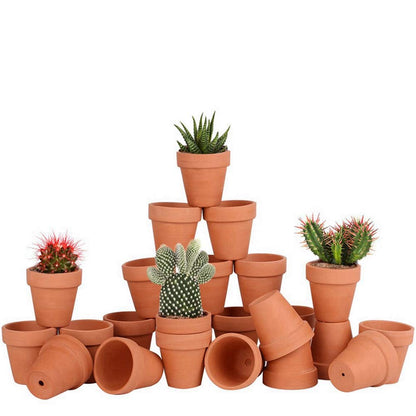 FCFKUK 24pcs Small Mini Clay Pots, 2.5'' Terracotta Pot Clay Ceramic Pottery Planter, Cactus Flower Terra Cotta Pots, Succulents Nursery Pots, with Drainage Hole, for Indoor/Outdoor