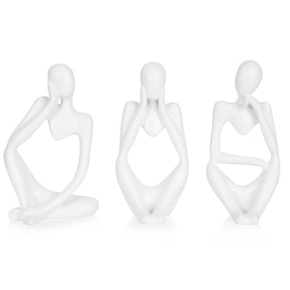 Sandstone Resin Thinker Statue Style Abstract Sculpture, Sandstone, Left