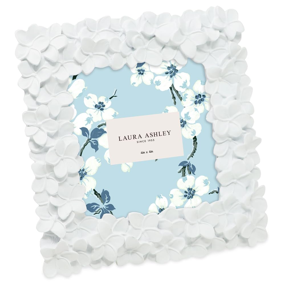 Laura Ashley 4x6 Pink Flower Textured Hand-Crafted Picture Frame w/Easel