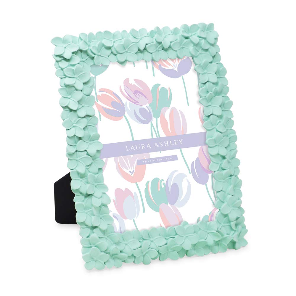 Laura Ashley 4x6 Pink Flower Textured Hand-Crafted Picture Frame w/Easel
