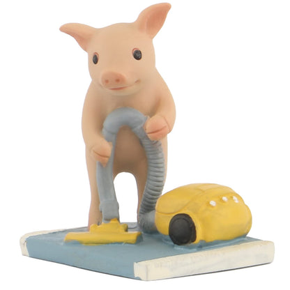 Mini Pig Figurine, Resin Home Decor, Lucky Animal Garden Statue for Micro Landscape (Pig Brushing Teeth)