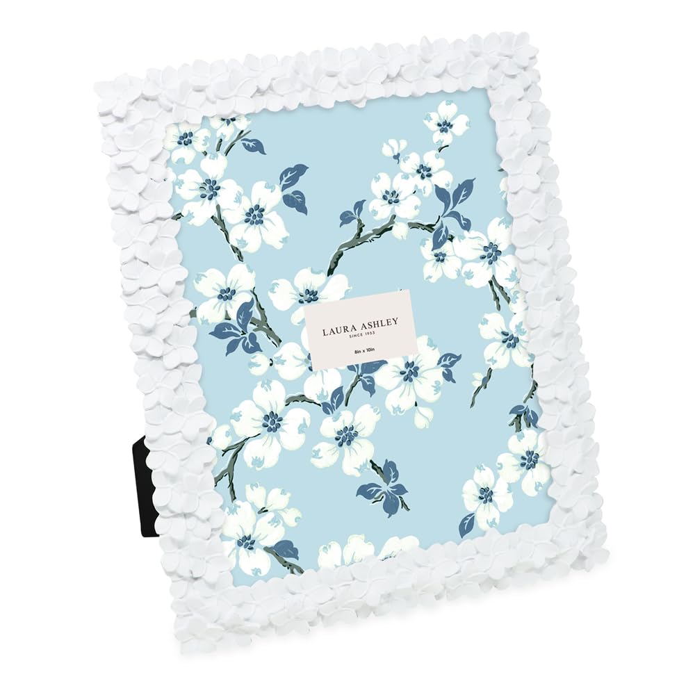 Laura Ashley 4x6 Pink Flower Textured Hand-Crafted Picture Frame w/Easel