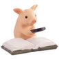 Mini Pig Figurine, Resin Home Decor, Lucky Animal Garden Statue for Micro Landscape (Pig Brushing Teeth)
