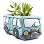 Cute Succulent Plants Pots, Small Planter Pots with Drainage Hole, Flower Pots for Home Indoor Outdoor Garden Decoration (Purple Bus)