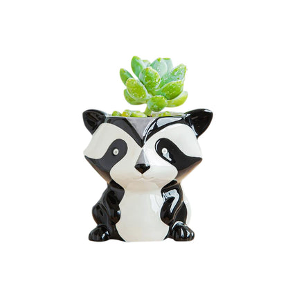 DIYOMR Cute Animal Ceramics Planter Small Succulent Pot Cartoon Shaped Plant Pot for Mini Plants Flower Cactus, Smooth Shiny Ceramic - Plants Not Included (Cow)