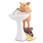 Mini Pig Figurine, Resin Home Decor, Lucky Animal Garden Statue for Micro Landscape (Pig Brushing Teeth)