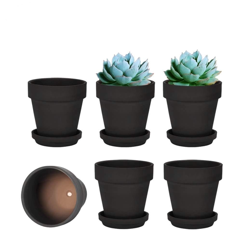 vensovo 4 Inch Terracotta Plant Pots with Saucer - 6 Pack Clay Flower Pots with Drainage, Great for Plants, Crafts, Wedding Favor