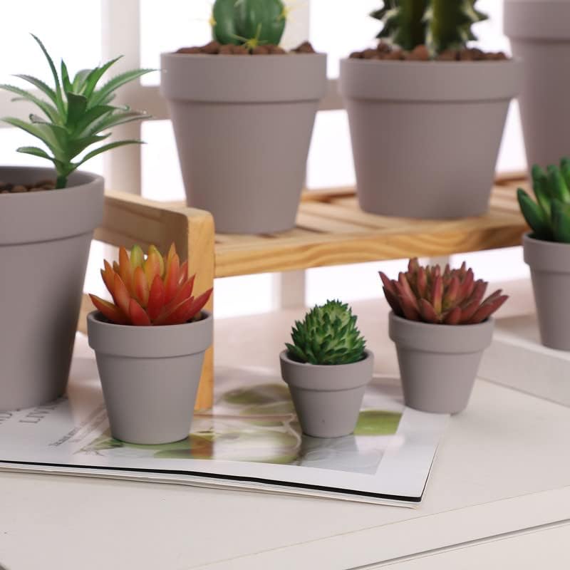 Yishang 2 Inch Grey Mini Terracotta Clay Pots Pack of 9 - Small Hand Craft Nursery Plant Pot Succulent Cactus DIY Pottery Planter Home Garden Windowsill Decoration