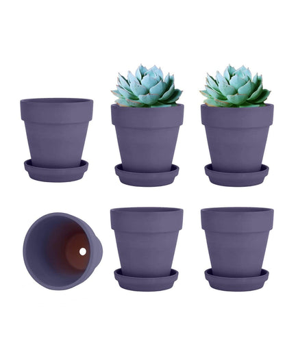 vensovo 4 Inch Terracotta Plant Pots with Saucer - 6 Pack Clay Flower Pots with Drainage, Great for Plants, Crafts, Wedding Favor
