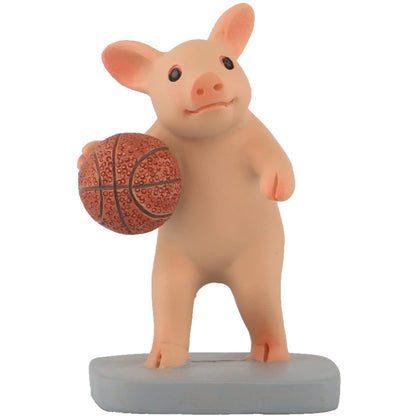 Mini Pig Figurine, Resin Home Decor, Lucky Animal Garden Statue for Micro Landscape (Pig Brushing Teeth)