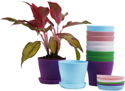 TDHDIKE 10 Pcs Plastic Planters Indoor Pots with Pallet