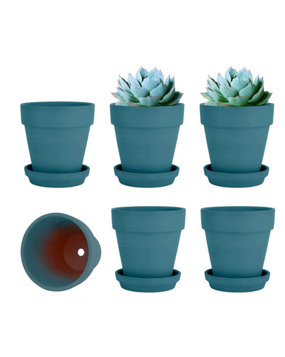 vensovo 4 Inch Terracotta Plant Pots with Saucer - 6 Pack Clay Flower Pots with Drainage, Great for Plants, Crafts, Wedding Favor