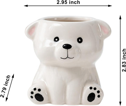 DIYOMR Cute Animals Planter, Mini Ceramic Cartoon Animal Shaped Succulent Flower Pot Indoor Air Plants Holder, Smooth Shiny Decorative Flower Cactus Planter - Plants Not Included (White Bear)