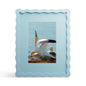 4x6 Picture Frame with Mat for 3.5x5, Wavy Edge Wooden Real Glass Photo Frame for Tabletop and Wall Hanging, Green, 1 Pack