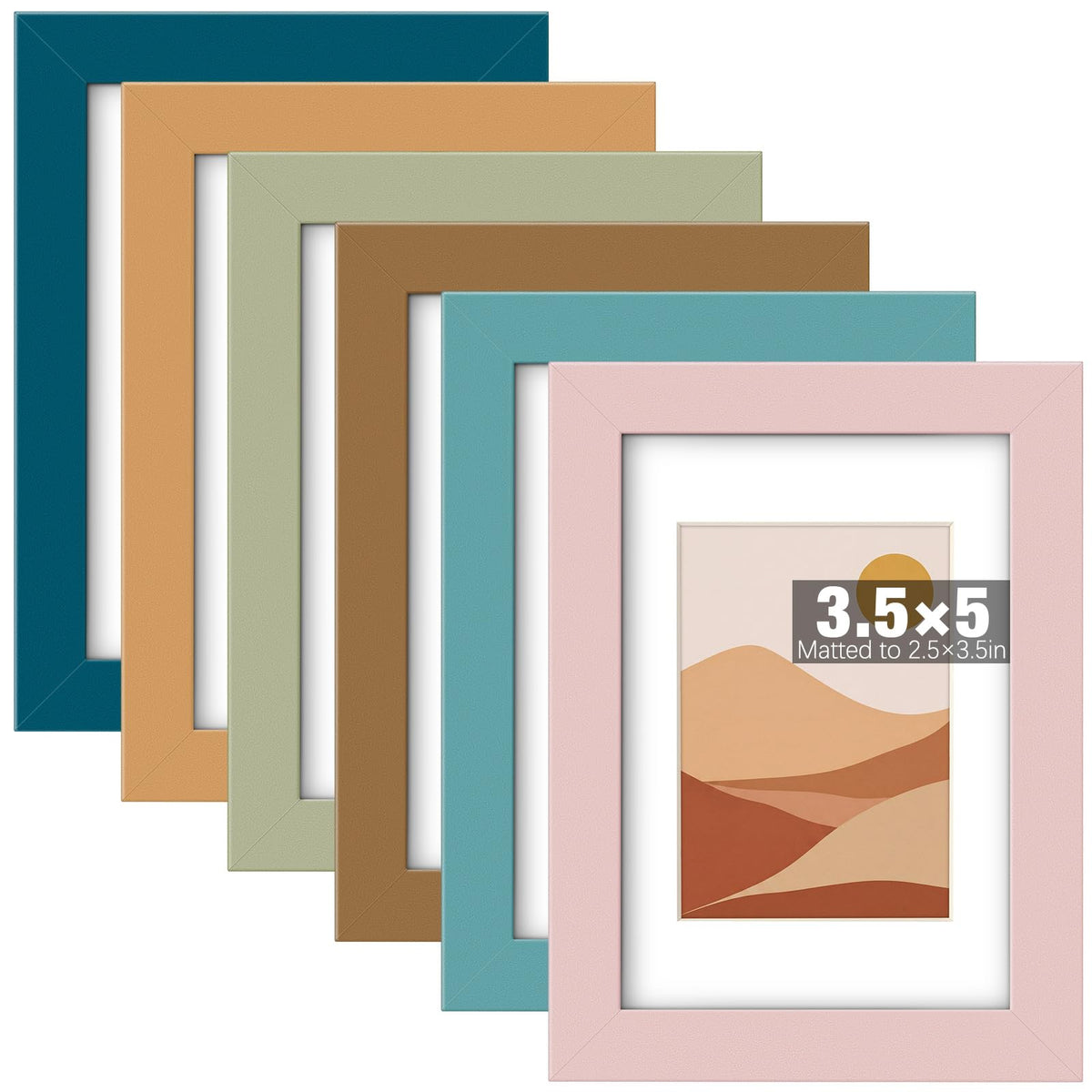 8 x 10, 5 x 7, 4 x 6 Picture Frame Set of 6, Boho Colorful Photo Frames
