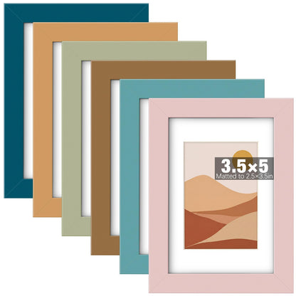 8 x 10, 5 x 7, 4 x 6 Picture Frame Set of 6, Boho Colorful Photo Frames