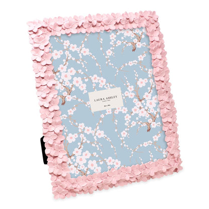 Laura Ashley 4x6 Pink Flower Textured Hand-Crafted Picture Frame w/Easel