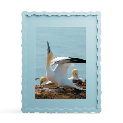 4x6 Picture Frame with Mat for 3.5x5, Wavy Edge Wooden Real Glass Photo Frame for Tabletop and Wall Hanging, Green, 1 Pack