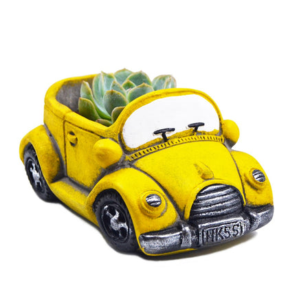 Cute Succulent Plants Pots, Small Planter Pots with Drainage Hole, Flower Pots for Home Indoor Outdoor Garden Decoration (Purple Bus)
