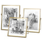 Gold Picture Frames Set of 3 — 4x4 4x6 5x7 Floating Glass Photo Frame Gift