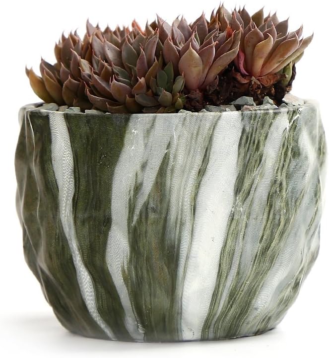 Sun-E Ceramic Succulent Pots, 3.35 Inch Marbled Flower Pots, Set of 4