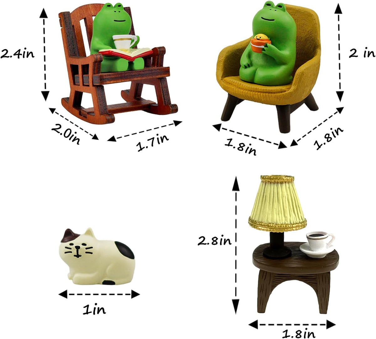 Refintural Miniature Frog Figurines Statue, Adorable Frog Collectibles for Desk and Bedroom Decor, Perfect Indoor Home Decorations and Gifts