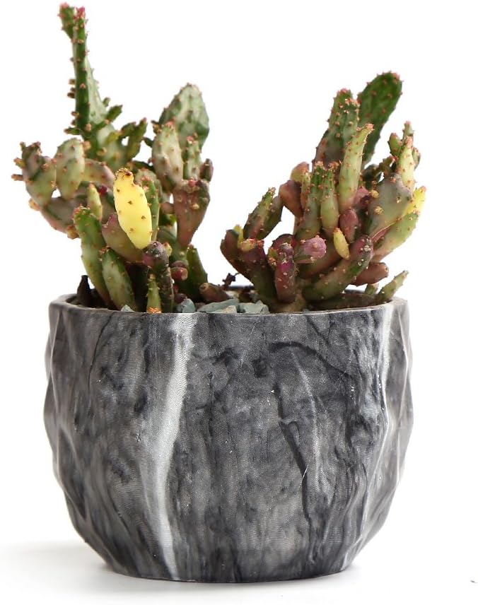 Sun-E Ceramic Succulent Pots, 3.35 Inch Marbled Flower Pots, Set of 4