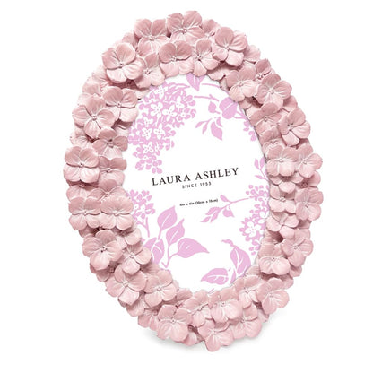 Laura Ashley 4x6 Blue Hydrangea Flower Oval Picture Frame with Easel & Hook