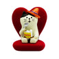 RAQWI Pig Eating Cake Figurine on Red Sofa, Mini Resin Desk Decor