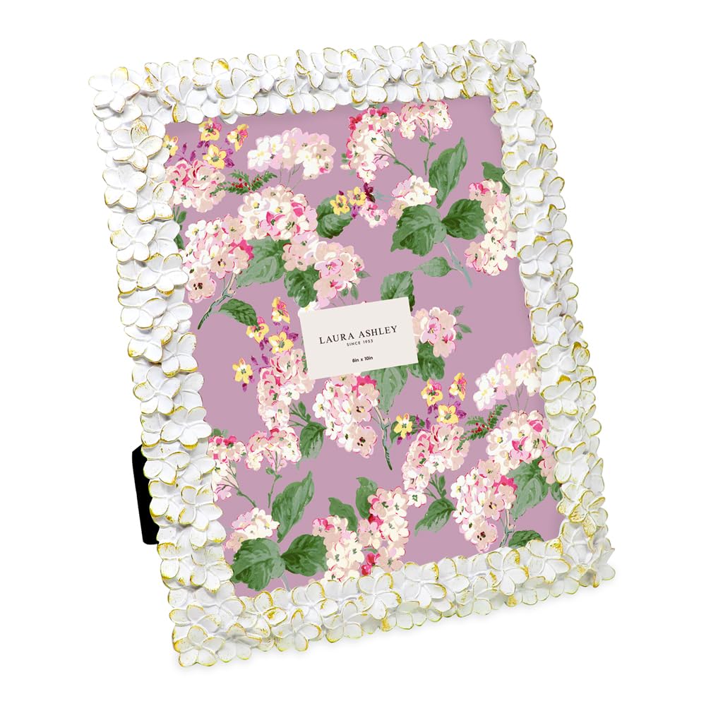 Laura Ashley 4x6 Pink Flower Textured Hand-Crafted Picture Frame w/Easel