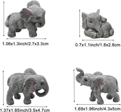 8Pcs Realistic Mini Elephant Figurines Small Resin Elephant