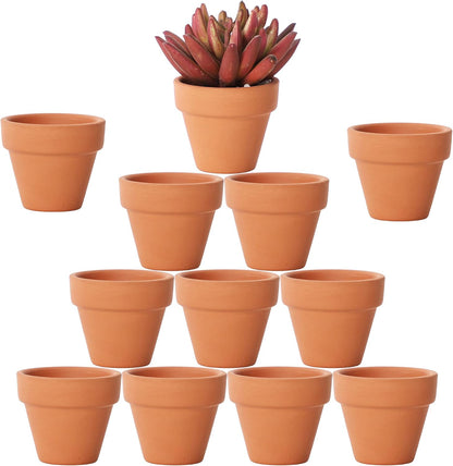 Yishang 1.9 Inch Tiny Terracotta Pots Pack of 12-Small Mini Clay Pots with Drainage Holes Flower Nursery Terra Cotta Planter for Tiny Cactus Herb lithop,Succulent Plants,Crafts,Wedding Favor