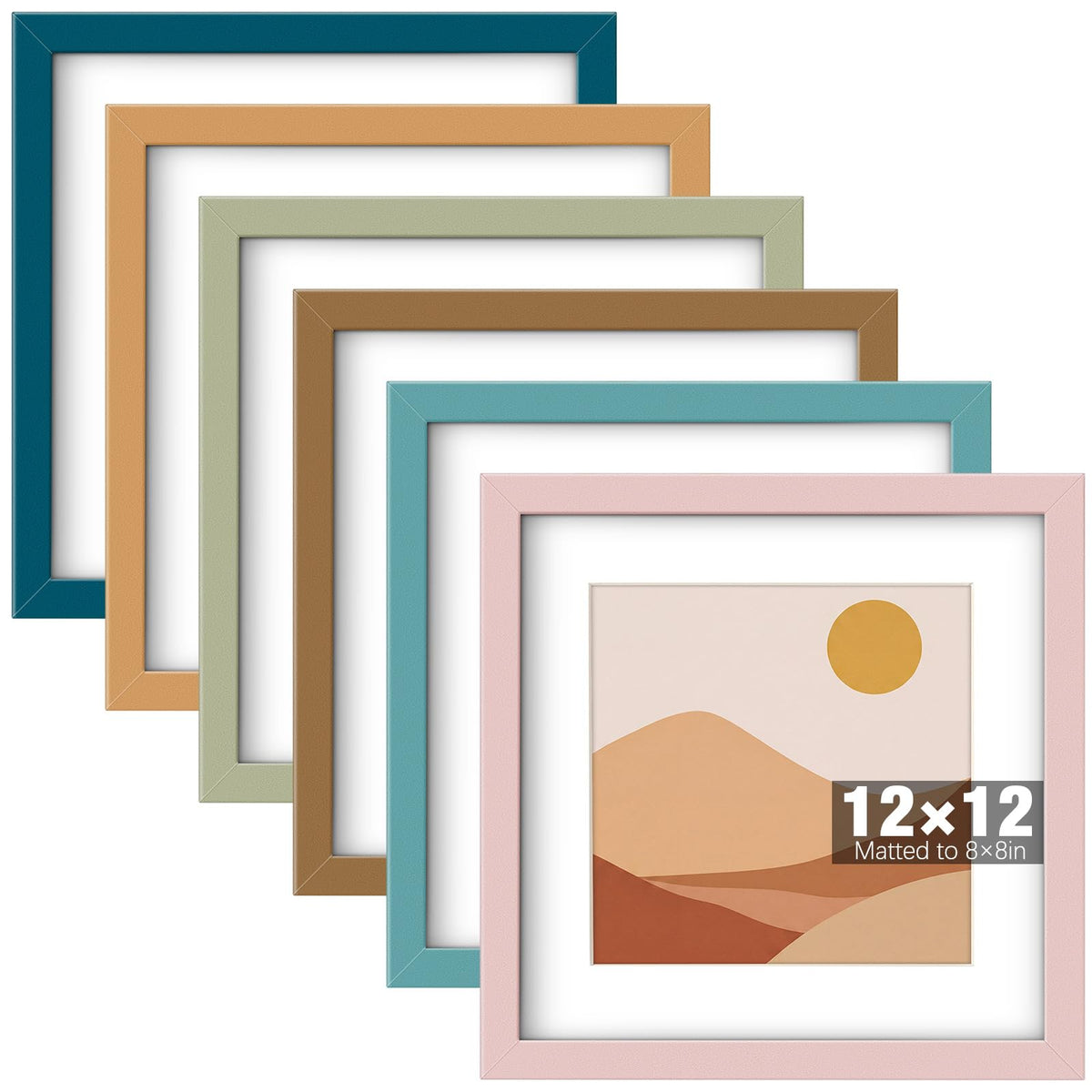 8 x 10, 5 x 7, 4 x 6 Picture Frame Set of 6, Boho Colorful Photo Frames